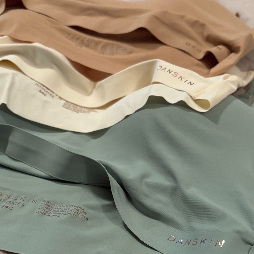 Danskin Bralette Trio in Tan, Cream, and Sage